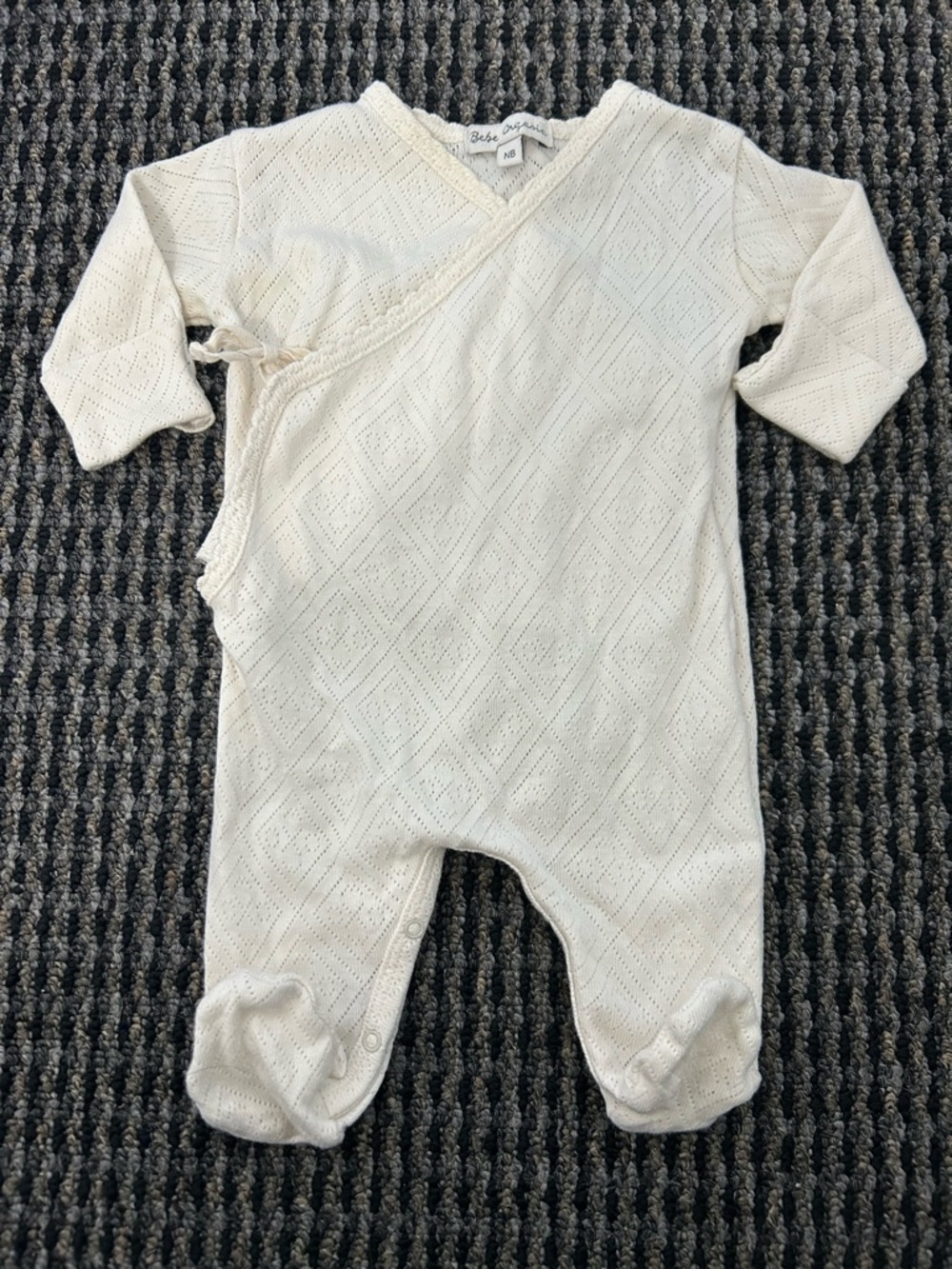 Bebe Organic Cream Knit Wrap One-Piece Footie